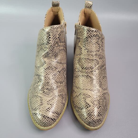 Corky's Boutique Port Womens Booties Size 8 Snakeskin Embossed Gold Side Zip - Picture 5 of 11